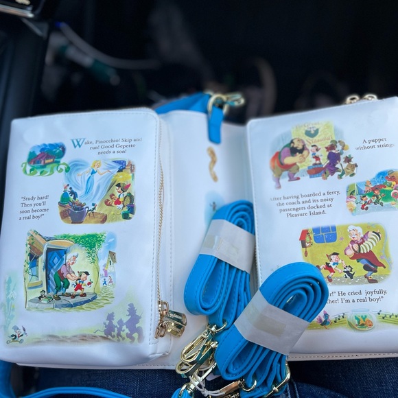 New Loungefly Pinocchio Storybook Convertible Backpack & Crossbody Bag - Picture 13 of 15